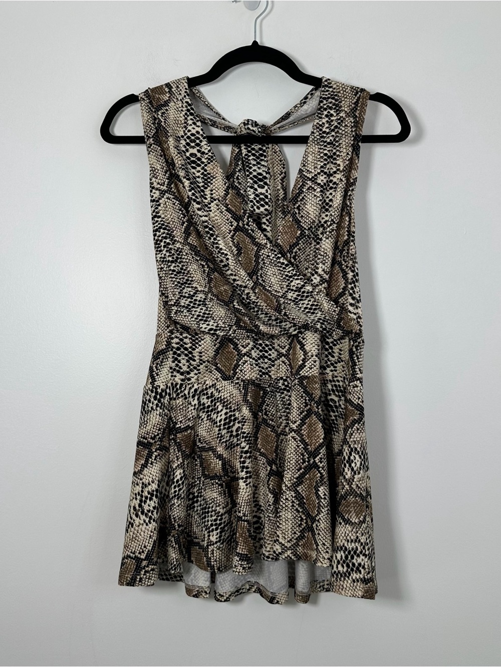 Superdown Women’s Size S Snakeskin Print Sleeveless Mini Dress Tie Back